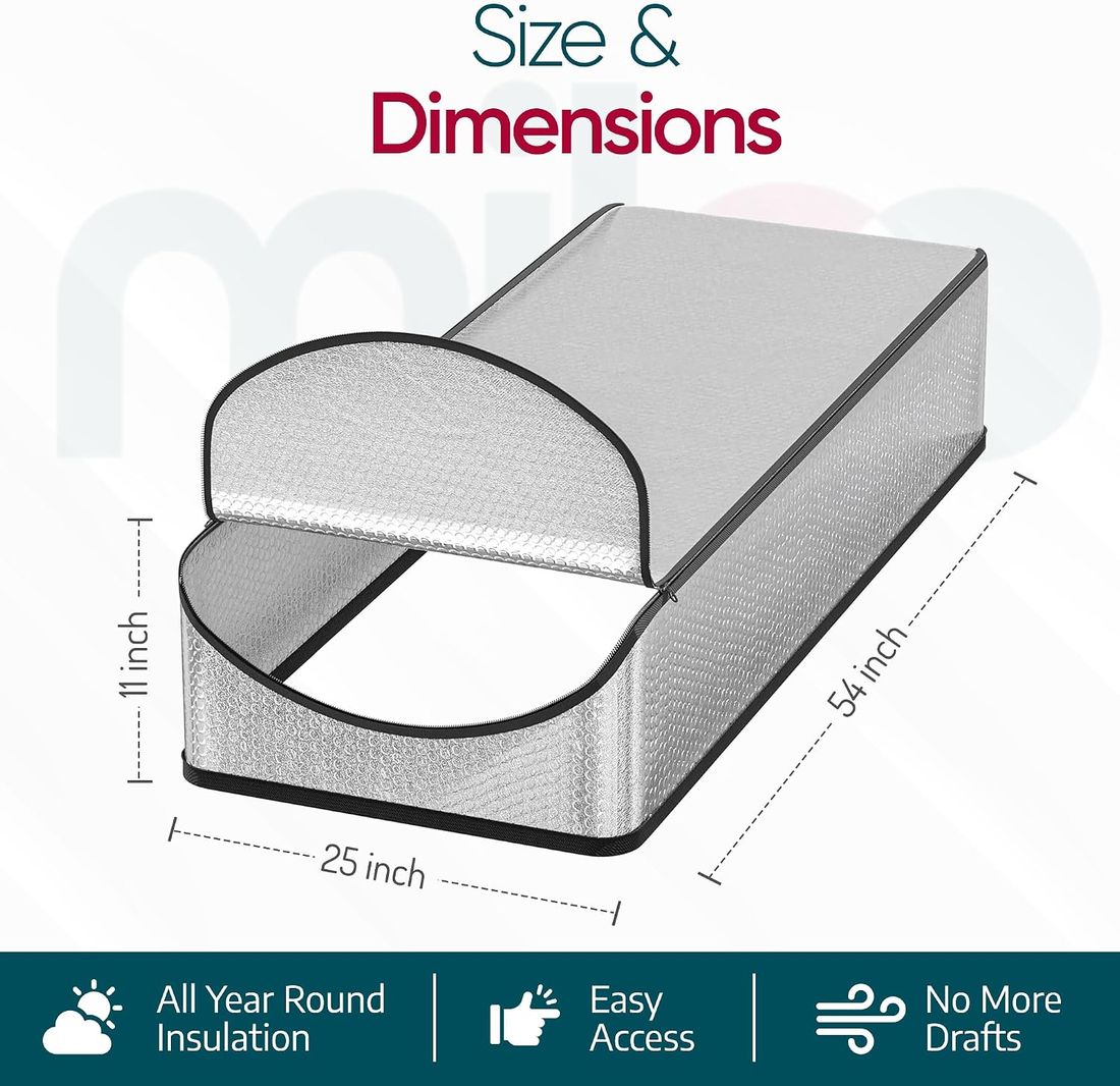 Miloo attic stair cover with dimension callouts of 25, 54 and 11 inches